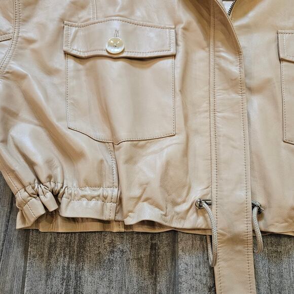 Bubish Revolve Jacket Womens Size S Savannah Lambskin Leather Zip Snap Caramel - Picture 9 of 16